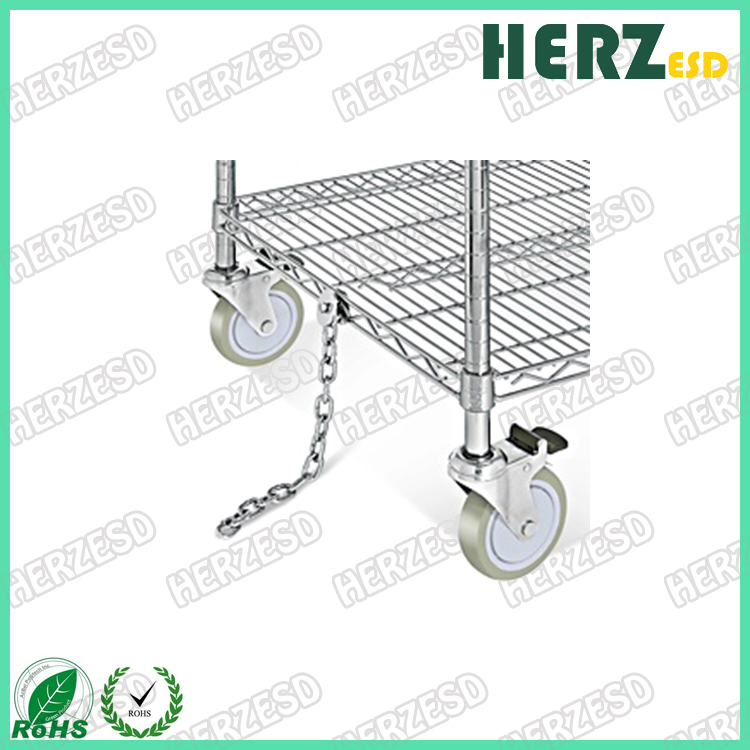 HZ-28102 Four Layers ESD Wire Shelf Trolley