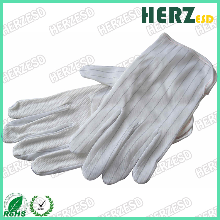 HZ-4501 100% Polyester ESD Striped Gloves Antistatic Workline Safety Gloves