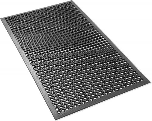 Black Rubber Floor Mat Anti-Fatigue Drainage Mat Non-Slip and Oil Resistant