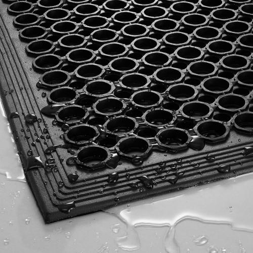 Black Rubber Floor Mat Anti-Fatigue Drainage Mat Non-Slip and Oil Resistant