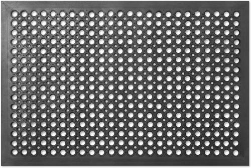 Black Rubber Floor Mat Anti-Fatigue Drainage Mat Non-Slip and Oil Resistant