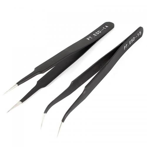 ESD Tweezers Precision Tweezers Premium Anti-Static Stainless Steel for Electronics Laboratory