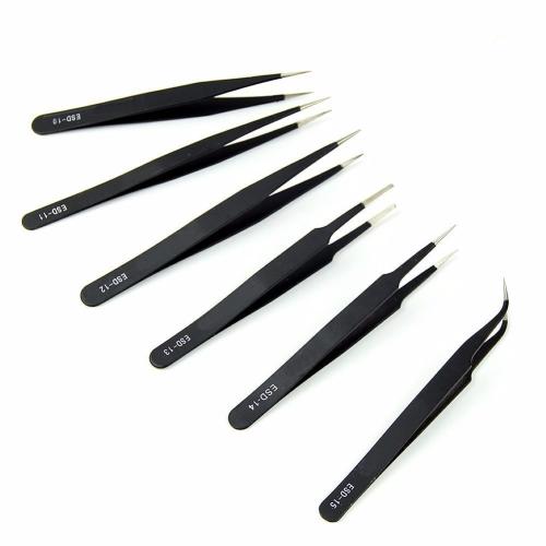 ESD Tweezers Precision Tweezers Premium Anti-Static Stainless Steel for Electronics Laboratory